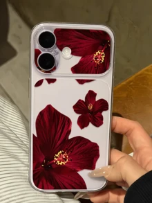 1件透明熱情紅扶桑花個性化極簡防摔軟TPU手機殼 全包覆防污保護殼 適用於Apple 18 17 16 15 14 13 12 11 Pro Max Air - 彩色 - 查看 1