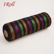 1/2 Roll Decorative Mesh Ribbon - 10 Inch X 30 Feet Per Roll, Metallic Foil Mesh Ribbon, Suitable For Wedding, Birthday, Halloween, Thanksgiving, Christmas, New Year DIY Gift Decoration And Home Decor - Multicolor - View 66