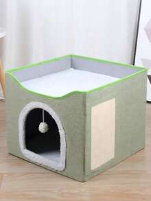 Foldable Double-Layer Cat & Dog Bed 2-In-1 Scratching Pad Mattress, Reversible, All-Season, Removable & Washable, Suitable For Small To Medium Pets - one-size - View 14