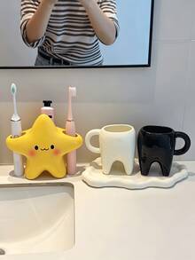Giá đỡ bàn chải đánh răng hình ngôi sao hoạt hình thẩm mỹ, ngăn chứa nhiều ngăn, kệ tổ chức để bàn bằng nhựa dễ thương, phù hợp cho phòng tắm và nhà vệ sinh, giá đựng kem đánh răng đa năng hiện đại, trang trí nhà cửa cho việc chăm sóc buổi sáng hàng ngày, quà tặng lễ hội, trang trí biểu cảm tự dính - Nhiều màu - Xem 9
