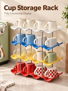 Multi-Tier, Stackable, Transparent Countertop Rack For Cups And Water Bottles; Suitable For Home Use As A Drying Rack For Mugs And Glassware; Ideal For Homes, Bars, Clubs, And Parties; A Space-Saving Countertop Display Stand. - Multicolor - View 1