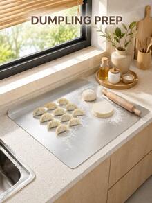 1pc Stainless Steel Kneading Board, Kitchen Essential - Large Stainless Steel Cutting Board, Suitable For Countertop, Can Be Used For Cutting Meat, Vegetables, Bread And Baking, Non-Slip Edged Cutting Board, Butcher Block, Cheese And Board, Thickened And Mold-Resistant, Suitable For Home And Restaurant Use, Easy To Clean With Water, Basic Kitchen Tool For Home Cooks And Cooking Enthusiasts, Kitchen Supplies, Suitable For Home, Dorm, Kitchen Tools, Suitable As Home Gift, Christmas Or Back To School Gift. - Silver - View 10