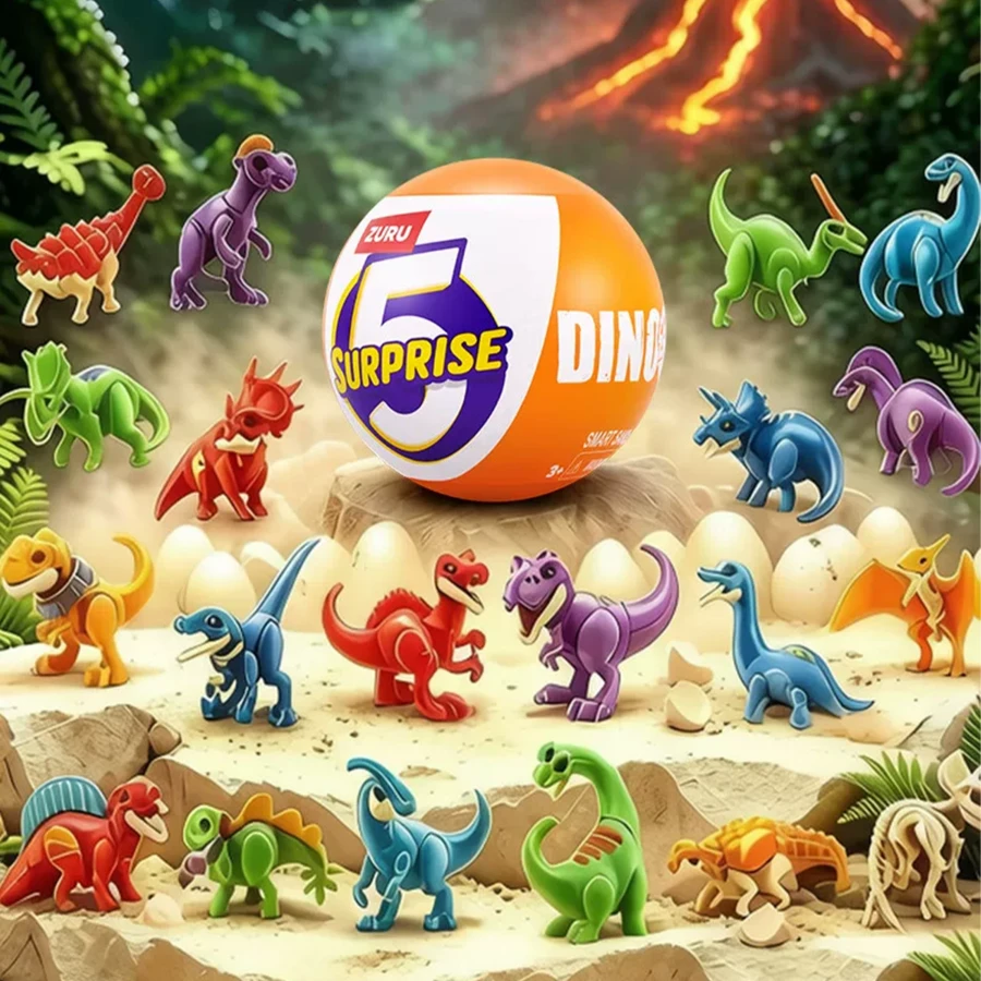 ZURU Dinosaur World Surprise Ball, Mini Dinosaur Figure Collection, T-Rex, Raptor, Brachiosaurus & More, Random Style - Multicolor - View 1