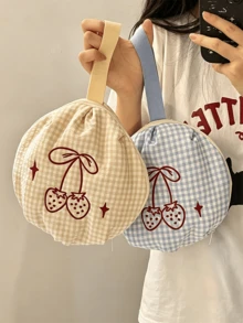 Travel Underwear Storage Bag, 3-In-1 Bra, Panties And Socks Organizer, Cozy Plaid Strawberry Design, Easy Access - Multicolor - View 9