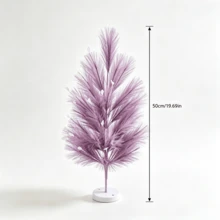 Lavender Mist Artificial Desktop Christmas Tree, 45/50cm Small Purple Parmesan Style Artificial Tree With Circular Base, Mini Decorative Tree Suitable For Desktop, Festival, Home, Party Display - Multicolor - View 2