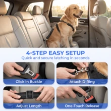 1pc Reflective Elastic Pet Car Safety Belt, Shock-Absorbing Dog Cat Vehicle Restraint Strap, Adjustable Nylon Pet Travel Seat Tether - Black - View 5