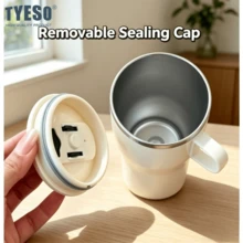 Tyeso 400ML Portable Stainless Steel Insulated Coffee Mug With Handle And Coffee Sticker, Suitable For Hot And Cold Drinks, Car Travel Water Cup, Office, Home, Outdoor Use - Multicolor - View 6