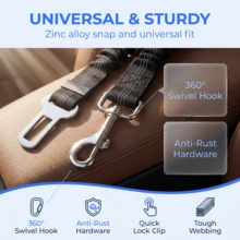 1pc Reflective Elastic Pet Car Safety Belt, Shock-Absorbing Dog Cat Vehicle Restraint Strap, Adjustable Nylon Pet Travel Seat Tether - Black - View 3