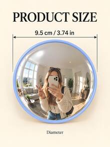 1pc Round Convex Wide-Angle Mirror, Small Or Large Size, Plastic Frame Decorative Mirror, Portable Handheld Travel Selfie Mirror & Photo Prop, Selfie Accessory For Vacation Photos, Content Creation, Bedroom Decor, Living Room Decor & Wall Display - Round - View 2