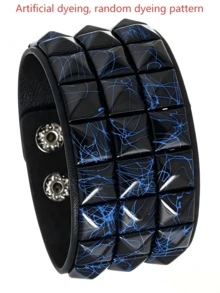 1pc Casual Fashion Punk Multi-Color Square Right Angle Rivet Bracelet, Unisex Street Flash Nightclub Halale Minimalist Leather Display Personal Unique Elegant Ad ErsayJeey - Multicolor - View 4