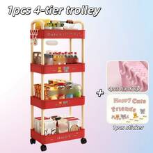 1pc Dopamine Movable Multi-Layer Storage Rack, Floor Standing Organizer Shelf, Home Bedroom Bathroom Living Room Dorm Snack Storage Rack - Multicolor - View 9