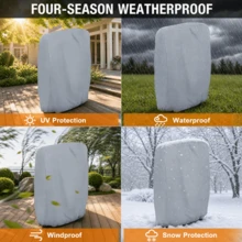 1 buah Sarung Kursi Lipat Luar Ruangan Tahan Cuaca, Dengan Kantong Gesper Tali Serut, Pelindung Kursi Lipat Tahan Air dan UV, Cocok untuk Furnitur Taman dan Teras, Penggunaan Sepanjang Musim, Sarung Kursi Luar Ruangan - A - View 6
