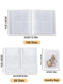1件磨砂透明珠寶收納書，不含30個抗氧化收納袋，可用於整理戒指、耳環和項鍊，女性理想禮物，適合陽光、旅行、返校季等場合 - 無色 - 查看 7