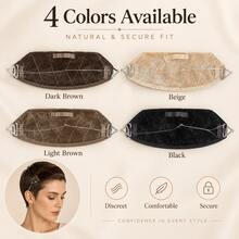 Ikat Kepala Penjepit Wig Beludru yang Dapat Diatur, Ikat Kepala Penjepit Wig Anti Selip dengan Tali Transparan, Ikat Kepala Wig Lembut untuk Wig Lace Front, Rambut Palsu, Penataan Rambut Sehari-hari, Hitam Coklat Krem - View 6