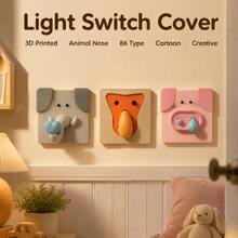 3D Printed Light Switch Cover 86 Type Animal Nose Switch Decorative Cover Funny Easy Install Switch Protector Home Ornament - Multicolor - View 1