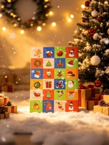 24pcs/Christmas 24-Day Advent Calendar Fun Hole-Punch Box, Cartoon Gift Box For Lucky Draw, Countdown Calendar Prize Packaging Box. Perfect Christmas Gift For Gifting, Festive Party Atmosphere Prop. DIY Surprise & Punishment Activities Available - Multicolor - View 3