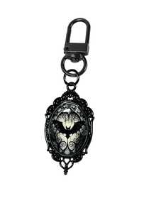 Halloween Gothic Glow-In-The-Dark Bat Keychain - Vintage Black Frame Oval Convex Design, Dark Aesthetic Glow-In-The-Dark Backpack Charm, Mysterious Atmosphere Party Accessory, Suitable For Gothic, Witchcraft And "Dark Academia" Party Looks - Multicolor - View 11