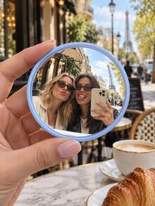 1pc Round Convex Wide-Angle Mirror, Small Or Large Size, Plastic Frame Decorative Mirror, Portable Handheld Travel Selfie Mirror & Photo Prop, Selfie Accessory For Vacation Photos, Content Creation, Bedroom Decor, Living Room Decor & Wall Display - Round - View 11