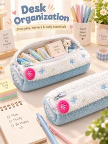 Cute Plush Pencil Case, Large Capacity Japanese Scroll Zipper Pencil Pouch, Soft Fluffy Stationery Storage Bag, Suitable For Pens, Markers, Makeup Brushes, Perfect For School, Office And Travel - Multicolor - View 9