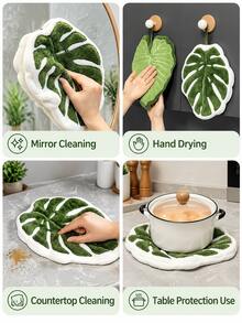 Leaf-Shaped Microfiber Absorbent Towel With Hanging Ring, Fashionable Bathroom And Kitchen Hand Towel, Perfect Gift For Mother's Day And Holidays - Multiple Styles and Colors - View 4