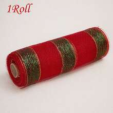 1/2 Roll Decorative Mesh Ribbon - 10 Inch X 30 Feet Per Roll, Metallic Foil Mesh Ribbon, Suitable For Wedding, Birthday, Halloween, Thanksgiving, Christmas, New Year DIY Gift Decoration And Home Decor - Multicolor - View 82