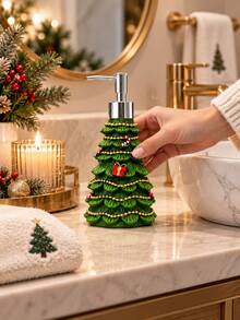 1pc Christmas Tree-Shaped Hand Soap Dispenser – Christmas-Themed Liquid Soap Bottle With A Pump; Suitable For Bathroom Vanities Or Kitchen Countertops; Refillable For Lotion; Festive Home Decor And Christmas Gift. - Multicolor - View 3