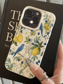 1件 白色藍莓檸檬鳥簡約全包覆 TPU 防震手機殼，適用於 Apple 18 17 16 15 14 13 12 11 Pro Max Air 及系列 - 彩色 - 查看 2