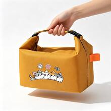 1pc Cartoon Cat Print Insulated Lunch Bag, Tote Bag, Foldable Student Office Worker Commute Outdoor Picnic Lunch Box Bag, Cartoon Cat Meal Bag - Cat Print Lunch Bag - View 5