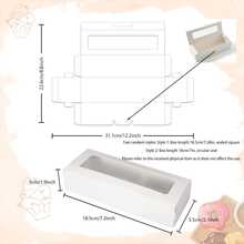 10/20/40pcs Clear Window Macaron Packaging Boxes With Labels, 8x3x2 Inches, Fits 6-8 Macarons, Suitable For Cookies, Candies, Truffle Chocolates, Cake Pops, Wedding Gifts, Birthday Gifts - White - View 3