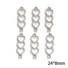 10pcs/Set Metal Asymmetrical Stripes Three-Dimensional Zinc Alloy Double Hanging Connector DIY Basic Findlings For Women For DIY Jewelry Making - Gold - View 9