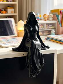 3D Printed Original Hooded Female Reaper Desktop Statue, Flowing Robe High Detail Gothic Dark Sculpture, Fantasy Collectible Display Piece For Study/Gaming Cabinet, Creative Gift For Boys/Model Enthusiasts - Grim Reaper Desktop Statue - View 9