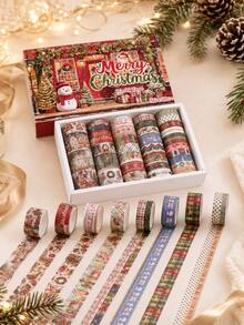 36 Rolls/Box Vintage Christmas Washi Tape Set - Multi-Size Design Holiday Decorative Tape,For Gifts And Wrapping, Scrapbooking, And Card Decorations - Multicolor - View 7