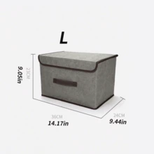 1pc Fabric Foldable Storage Box For Clothes, Underwear, Bras, Socks, Portable Dust-Proof And Moisture-Proof Closet Organizer, 2pcs Vacuum Compression Bags, Wardrobe Storage Organizer - Grey - View 8