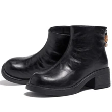 CAMEL CROWN Women's Retro Chelsea Ankle Boots Chunky Heel Platform Boots Slip On Casual Fashion Boots For Fall Winter Everyday Wear - Black - View 5