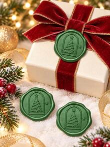 20/30/60pcs Christmas Wax Seal Stickers, Invitation Envelope Seal Stickers, Self-Adhesive Wax Seal Stickers, Suitable For Christmas, Party, Envelope, Gift Packaging - Christmas Tree 2 (Green) - View 3