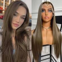 websterwigs 13x4 Dark Purple Wig Long Straight Purple Synthetic Lace Front Wigs For Woman Daily Use Heat Resistant Fiber Glueless Lace Wigs - Multicolor - View 12