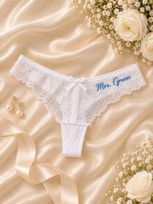 Personalized Lace Bridal Thong, Custom Mrs. Bride Panties, Wedding Lingerie Keepsake - Multicolor - View 7