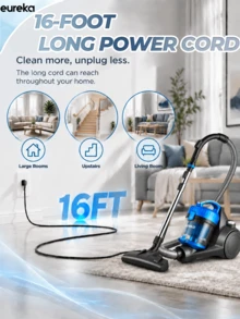 Eureka WhirlWind NEN110A Lightweight Canister Vacuum Cleaner | Bagless, Adjustable Suction Control, Washable Filters | Compact, Multi-Surface Cleaning | Easy Cord Rewind | Ideal For Home, Office, And Carpet Cleaning - US A Type Plug(110-127V) - View 5
