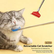 5/3/1pc Long Handle Cat Teaser Wand, Telescopic Massage Comb, Pet Itch Scratching Tool, Skin-Friendly Grooming Rake, Cat And Dog Toy - Multicolor - View 1