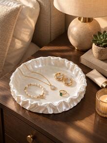 1pc Decorative Jewelry Display Tray, Round Wavy Edge Design, Can Store Earrings, Rings, Bracelets, Necklaces And Accessories, Suitable For Vanity, Bedroom, Dressing Room, Boutique Or Display, Small Accessory Dish, Jewelry Storage Rack, Vanity Decor, Gift - Multicolor - View 7
