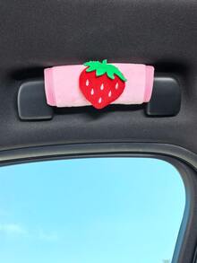 Cute Cartoon Strawberry & Panda Car Roof Grab Handle Cover, Soft Fabric Anti-Scratch Ceiling Overhead Pull Handle Protector Pad, Universal Decorative Car Interior Accessories For Girls - Short-hair Roof Handle - View 6