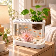 Creative Desktop Plastic Fish Tank, Transparent Plastic Mini Aquarium Vase, Modern Home Office Decor, Betta Fish Habitat And Hydroponic Plants (Plants And Tank Decor Not Included) - Multicolor - View 8