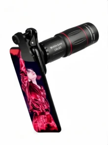 Universal 8x/12x/20x Telephoto Lens Accessory, Clip-On Zoom Lens For Smartphones And Tablets, HD Photography Zoom Lens, Photography And Video Zoom Lens With Phone Clip (For Single Lens) - A - View 2