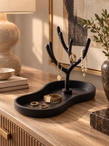 1pc Elegant Jewelry Storage Tree With Tray, Decorative Necklace Holder, Ring & Earring Display Stand, Vanity Bedroom Home Decor Gift, Jewelry Organizer Tree, Ray, Ring & Earring Storage, Room Decor Jewelry Rack, Jewelry Stand - Multicolor - View 4