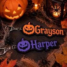 1pc Personalized Halloween Name Keychain, 3D Printed Ghost & Pumpkin Shaped Keyring, Cute Creative Backpack Charm, Custom Name Letter Pendant, Halloween Party Decoration Accessory, Holiday Souvenir Gift, Personalized Bag Decor, Car Key Holder, Creative Small Gift - Multicolor - View 7