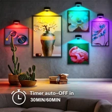 1/3pcs RGB Wireless Magnetic Drawing Lamp, 13 Color Modes And 2 RGB Dynamic Modes, Remote Control Dimming Atmosphere Lamp, Magnetic Battery Wall Lamp, With Timer Function, Bedroom Gallery Decorative Wall Lamp (Batteries Not Included) - Multicolor - View 3