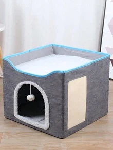Foldable Double-Layer Cat & Dog Bed 2-In-1 Scratching Pad Mattress, Reversible, All-Season, Removable & Washable, Suitable For Small To Medium Pets - one-size - View 13
