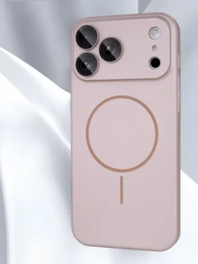1件裝奢華金屬漆相機保護電鍍磨砂磁吸柔感手機殼，相容 iPhone 18 Pro Max 18 Pro 17 Pro Max Air 16 15 14 13 12 Pro Max Plus，支援無線充電 - 粉色 - 查看 2