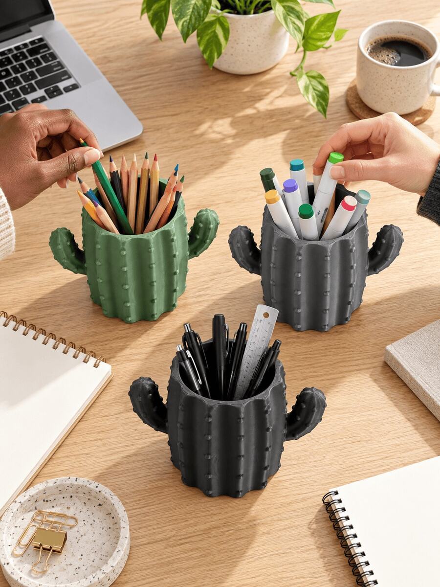 Cactus Pen Holder Niche Healing Style Desktop Storage Bucket Office Organizer Creative Decor - View 1