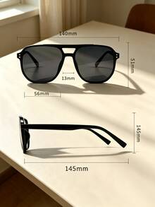 2pcs Men's Geometric Double Bridge Frame Colorful Lens Fashion Glasses, Retro Style, PC Polycarbonate Frame And Lens, Suitable For Music Festival Streetwear Accessories - A12PC - View 6